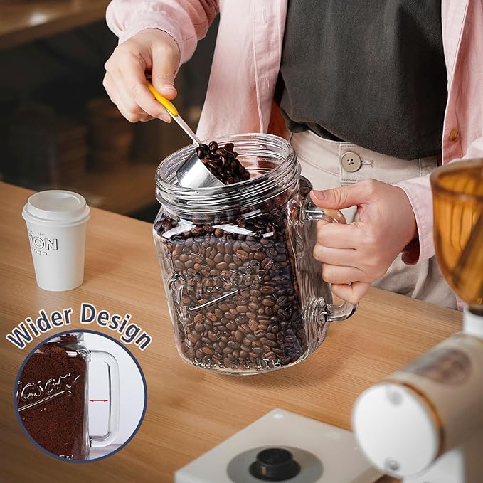 Folinstall 74 oz/2160 ml Glass Jar with Lid, Wide Mouth Airtight Glass Storage Jar, Quart Pantry Organization Mason Jar For Fridge, Food Storage Container For Sugar, Flour, Pickle, Coffee, Candy