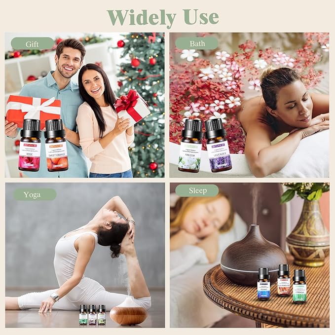 24 Pcs Essential Oil Set for Diffuser 10ml Each Fragrance Oil for Candle Making, Soap Making, Aromatherapy, Humidifiers (Fresh)