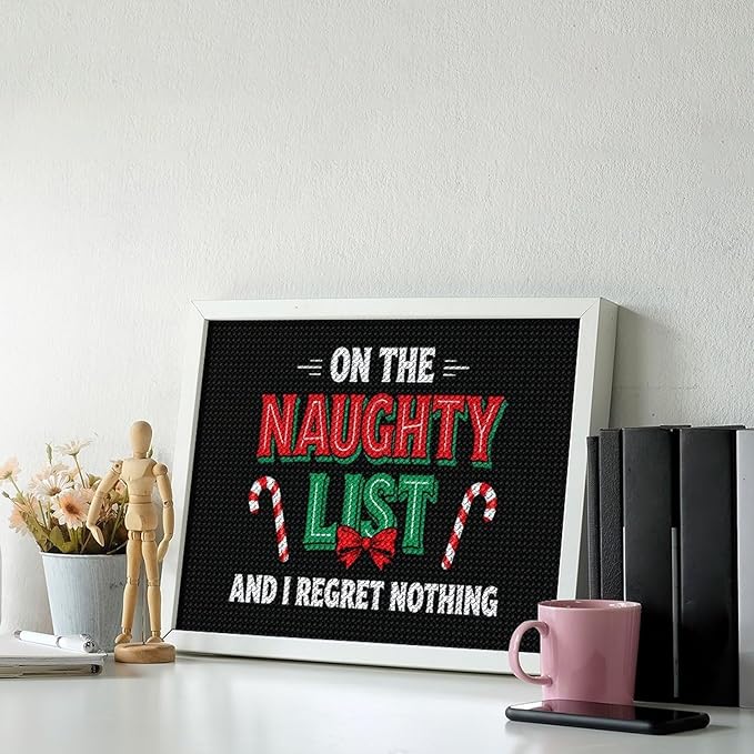 AIVKIEJK Diamond Painting Kits for Adults - On The List of Naughty and I Regret Nothing Christmas Painting DIY 5D Full Drill Diamond Dots Paintings with Diamonds Gem Art and Crafts Home Decor 12"x16"