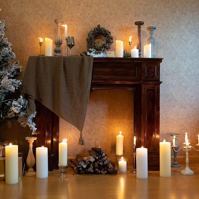 MOZEAL 4" x 10" Extra-Large Dark Green Pillar Candles (Set of 2),Unscented,Dripless, Smokeless,Long Clean-Burning,These Tall 10 inch Large Green Pillar Candles Perfect for Weddings and Christmas Decor
