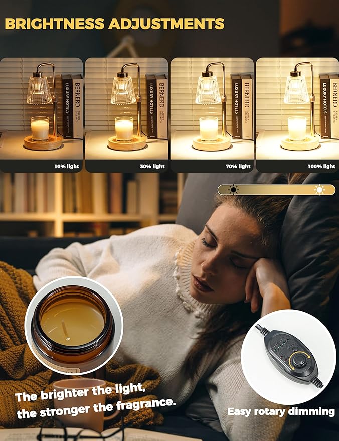 GODONLIF Candle Warmer Lamp with Timer Dimmable, Birthday Gifts for Women Mom, House Warming Gifts New Home Decor, Wax Melt Warmer for Jar Candles with 2 Bulbs
