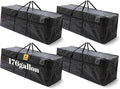 4 Pcs 176 Gallon Extra Large Moving Bags Heavy Duty Storage Bag with Strong Zipper Handle Foldable XXL Jumbo Storage Tote Packing Moving Box for College Dorm Travel Cloth Duffle (Black)