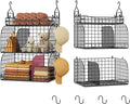 SWTYMIKI Hanging Closet Organizer Storage - 3 Tier Metal Stackable Hanging Closet Shelves with Dividers and S Hooks, Foldable Clothes Shelves for Clothes, Pants, Shoes, Coat, Hats Clutches Accessories