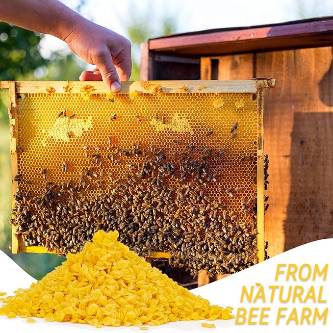 olorvela Yellow Beeswax Pellets 1lb,Natural Organic Beeswa Triple Filtered,Beeswax for Candle Making, Skin DIY,Hair Care,Lip Balm and Soap Making Supplies