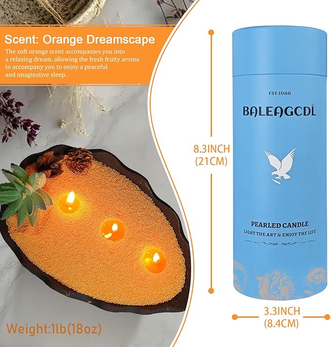 Granula Pearled Candle 18oz(1.1lb) - MANNYCOM Orange with 30 Cotton Wicks Orange Dreamscape Scented Refillable Candles Burns up to 110 Hours Non Toxic for Handmade Wedding and Party Decorations