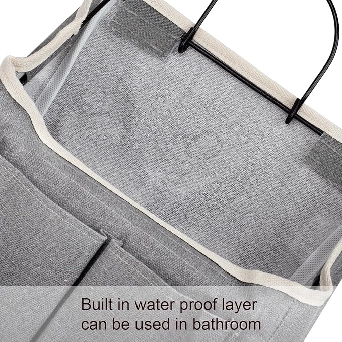 LYroo 2 Pack Wall Hanging Bag Organizer Basket with Pockets for Bathroom Bedroom Kitchen Dorm Room Essentials Rv Storage and Organization (Gray)