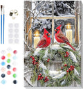 Bowetile Cardinal Paint by Numbers for Adults Beginners Framed, Adults' Paint-by-Number Christmas Kits, Adult Paint by Number Winter Kits on Canvas, Acrylic Number Painting for Home Decor, 8x12in