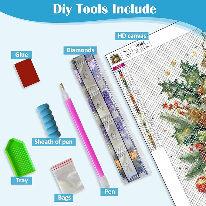 Christmas Light Candle Holly Diamond Painting Kits for Adults,5D Diamond Art Kits for Adults Beginners,DIY Full Round Drill Diamond Dot Painting Gem Art Kits for Adult,Home Wall Decor 13.8x13.8 Inch