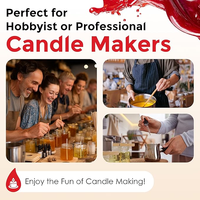 Red Liquid Candle Dye (1 oz) - Made in the USA - Safe and Easy to Use - Pure and Simple Ingredients - Candle Making Supplies for Soy, Paraffin, Palm or Gel Wax - 10 Vibrant Colors to Choose from