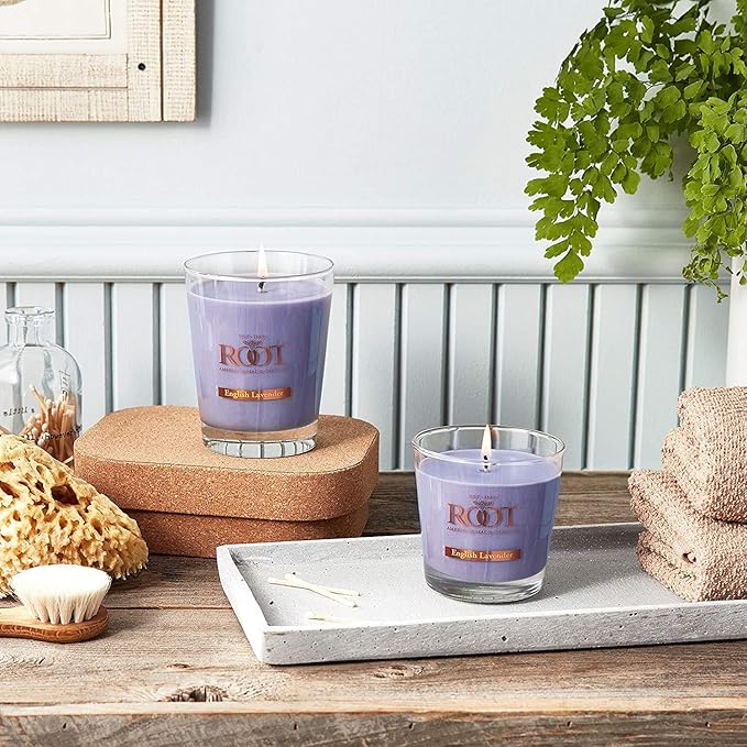 Root Candles Scented Candles Honeycomb Veriglass Premium Handcrafted Beeswax Blend Candle, Large, English Lavender
