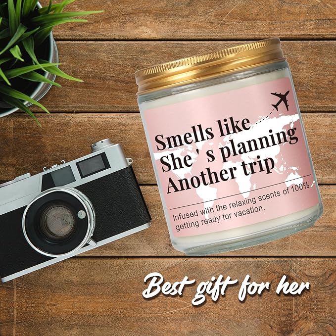 Travel Candle Gifts for Women, Smells Like Shes Planning Another Trip Candle, Best Gifts for People Who Travel, Birthday Gift or Traveling Gift for Travelers Women, Mom, Her, Couple, Friend-3