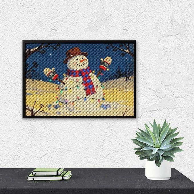 AIVKIEJK Diamond Painting Kits for Adults - Christmas Winter Snowman & Twinkling Painting DIY 5D Full Drill Diamond Dots Paintings with Diamonds Gem Art and Crafts Home Decor 8"x12"