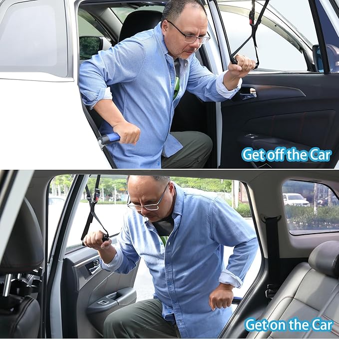 3-in-1 Mobility Independence Kit: Car Door Handle for Elderly, Car Handle Assist Support, Portable Liberty Lift Assist, Auto Grab Bar Cane Support Aid Help Seniors and Handicap Get Out of Vehicle