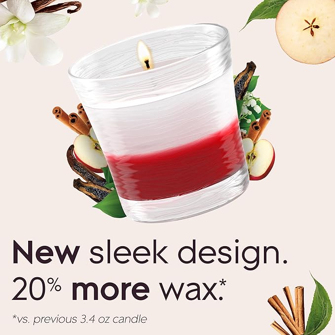 Glade 1-Wick 2in1 Scented Candle Jar, Sheer Vanilla Embrace & Apple Cinnamon, Air Freshener Infused with Essential Oils, 4.08 Oz, 2 Count