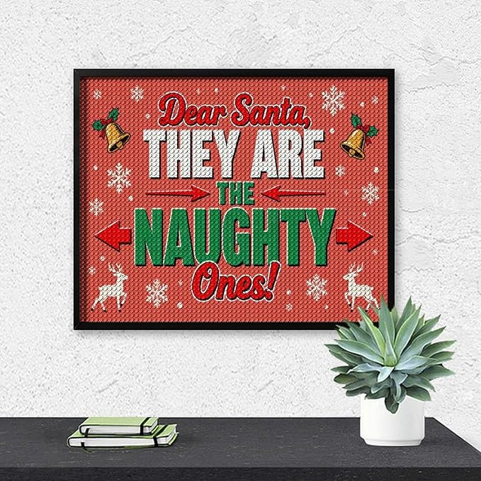 AIVKIEJK Diamond Painting Kits for Adults - Christmas Dear Santa, They are The Naughty Ones Painting DIY 5D Full Drill Diamond Dots Paintings with Diamonds Gem Art and Crafts Home Decor 16"x20"