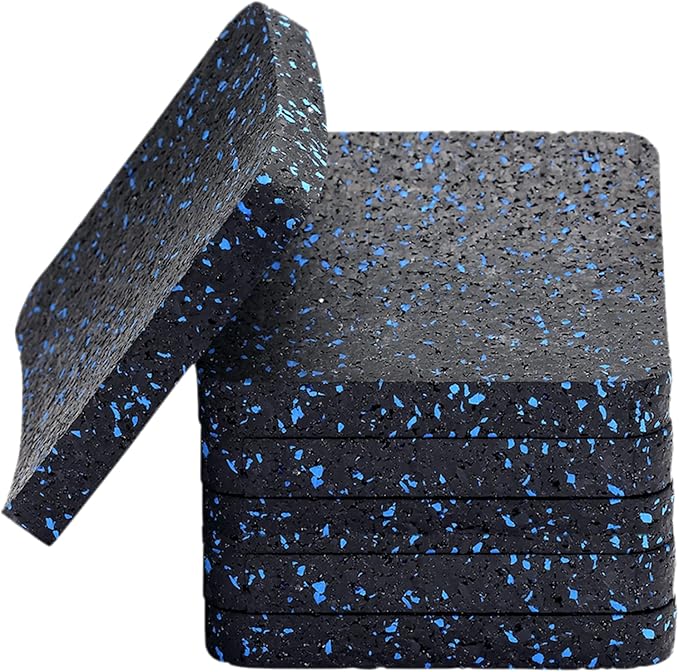 Treadmill Mat Pads - 6 PCS Shock Absorbing Rubber Pads for Treadmill and Fitness Equipment - Heavy Duty Floor Protector for Home Gym - Non-Slip Stability for Hardwood Floors - 3.94"x3.94"x0.5"