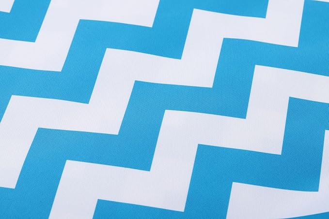 Mybecca Canvas Oxford Fabric Marine Waterproof Outdoor Awning 600 Denier Chevron Pattern Aqua Blue/White (Cut Separate by Yard for Prime Orders-1 Yard) (60"x36")