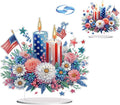ARTopet DIY Diamond Desktop Ornament US Independence Day Special Shaped Crystal Double Sided Pattern Single Sided Diamond Art Painting Tabletop Home Ornaments Decor-Candle