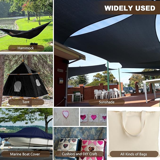 1200D Thicken Waterproof Canvas Fabric by The Yard 58" W Water-Resistant Polyester Fabric Heavy Duty Outdoor Upholstery Material for Chair Patio Cushion Furniture Cover Sewing DIY, 10 Yards Black