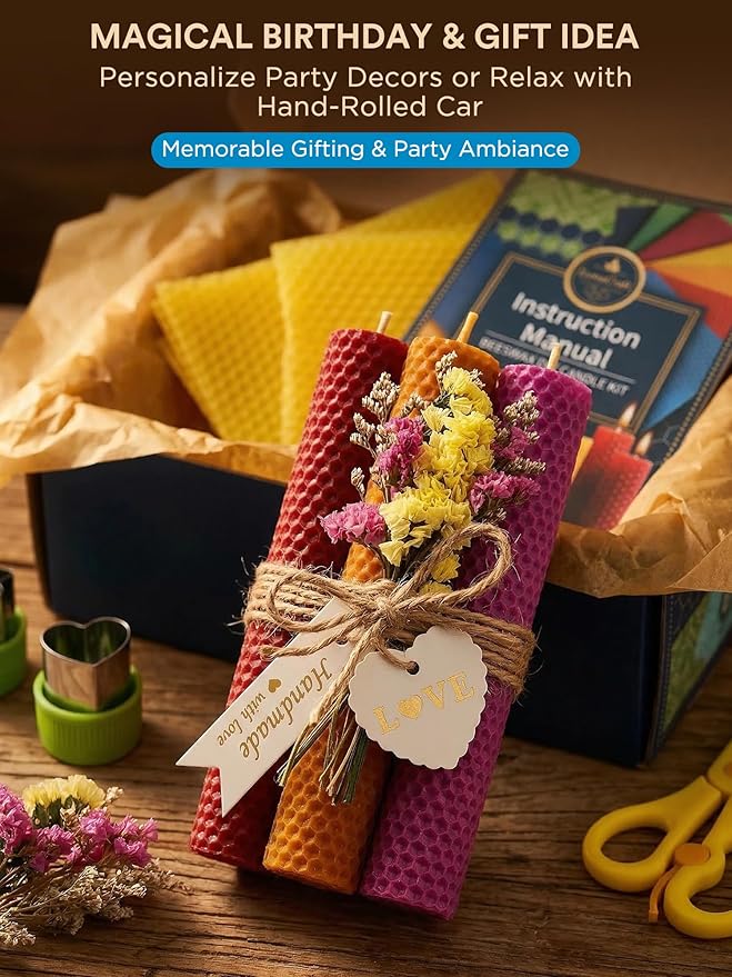 LumaCraft Beeswax Sheets for Candle Making Kit – 16PCS 100% Pure Natural Beeswax Candle Sheets for Rolling Candles – DIY Handmade Candle Making Kit for Family Holiday Party Gift Craft Decor