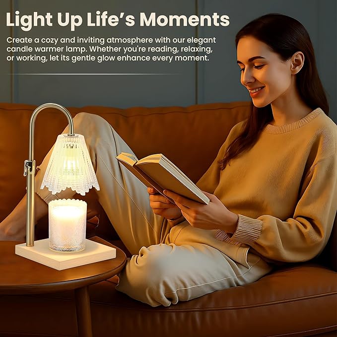 Candle Warmer Lamp with Timer - 6.3'' Dimmable Candle Lamp Warmer, Christmas Birthday Gift for Women & House Warming with Flameless Fragrance, Room Decor Gold Lamp for Mom Gifts