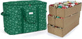 Covermates Keepsakes Adjustable Ornament Storage Bag – Heavy-Duty Polyester, Padded Dividers & FlexGrid Trays – Protective Holiday Ornament Organizer with Handles & Label Window, Green Snowflake