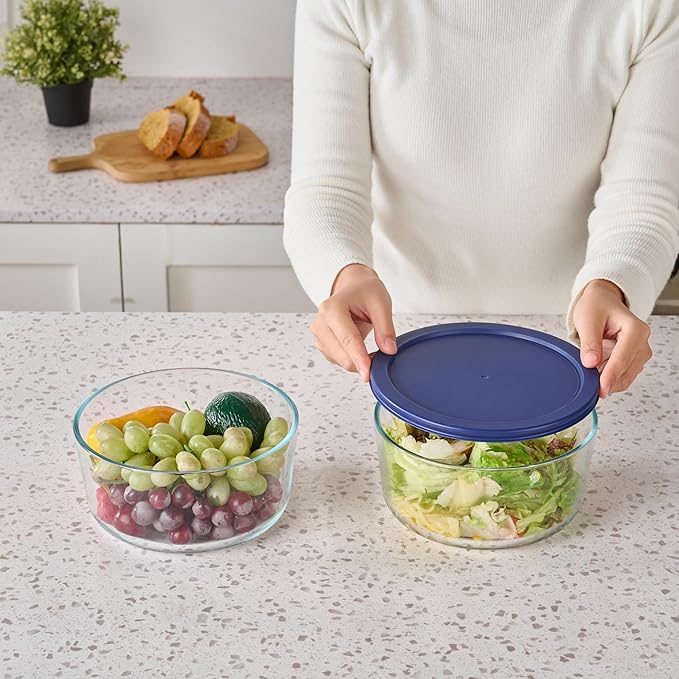 8-Piece Glass Food Storage Containers Set - 4 (6.55-Cup) Containers with Lids, BPA-Free, Microwave & Dishwasher Safe