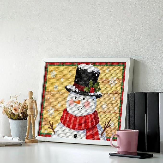 AIVKIEJK Diamond Painting Kits for Adults - Festive Snowman Red Scarf Painting DIY 5D Full Drill Diamond Dots Paintings with Diamonds Gem Art and Crafts Home Decor 16"x20"