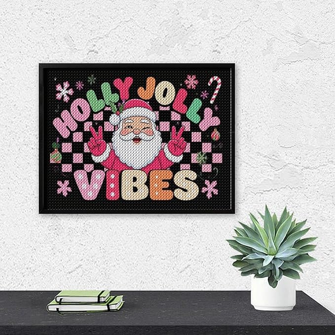 AIVKIEJK Diamond Painting Kits for Adults - Cute Santa Claus Christmas Vibes Xmas Painting DIY 5D Full Drill Diamond Dots Paintings with Diamonds Gem Art and Crafts Home Decor 12"x16"