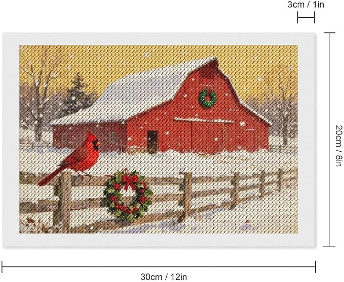 AIVKIEJK Diamond Painting Kits for Adults - Christmas Winter Cardinal, Red Barn Scene Painting DIY 5D Full Drill Diamond Dots Paintings with Diamonds Gem Art and Crafts Home Decor 8"x12"