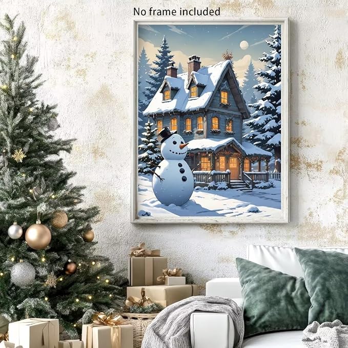 QZOTRXI Christmas Diamond Painting Kits for Adults DIY, 5D Snowman Winter Landscape Diamond Art for Beginners,Round Full Drill Paintings with Diamonds Gem Art for Home Wall Decor 12x14 Inch
