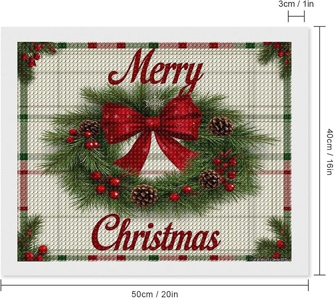 AIVKIEJK Diamond Painting Kits for Adults - Red Bow & Green Leaves Merry Christmas Painting DIY 5D Full Drill Diamond Dots Paintings with Diamonds Gem Art and Crafts Home Decor 16"x20"