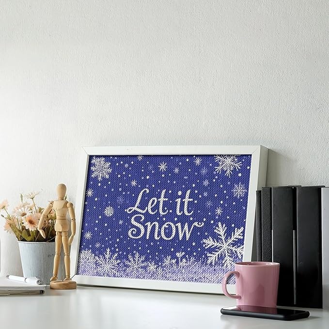 AIVKIEJK Diamond Painting Kits for Adults - Festive Snowflake Christmas Let It Snow Painting DIY 5D Full Drill Diamond Dots Paintings with Diamonds Gem Art and Crafts Home Decor 8"x12"