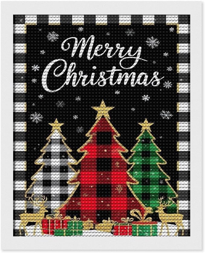 AIVKIEJK Diamond Painting Kits for Adults - Merry Christmas Tree Holiday Painting DIY 5D Full Drill Diamond Dots Paintings with Diamonds Gem Art and Crafts Home Decor 16"x20"