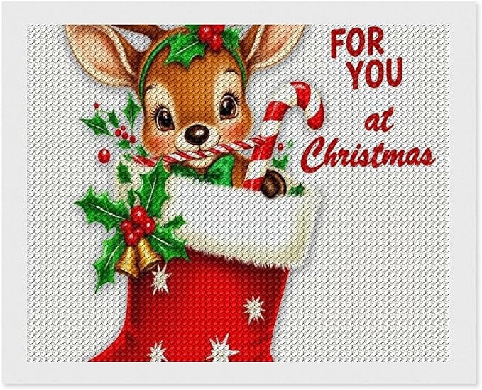 AIVKIEJK Diamond Painting Kits for Adults - Deer Sugar Bell Holiday Christmas Painting DIY 5D Full Drill Diamond Dots Paintings with Diamonds Gem Art and Crafts Home Decor 16"x20"