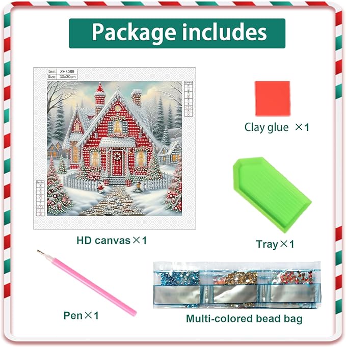 antor Diamond Art Painting Kits for Adults, Christmas House 5D Special Shape Diamond Art Kits for Beginners, Crystal Rhinestones Diamond Painting for Home Wall Christmas Decoration Gift 12×12inch