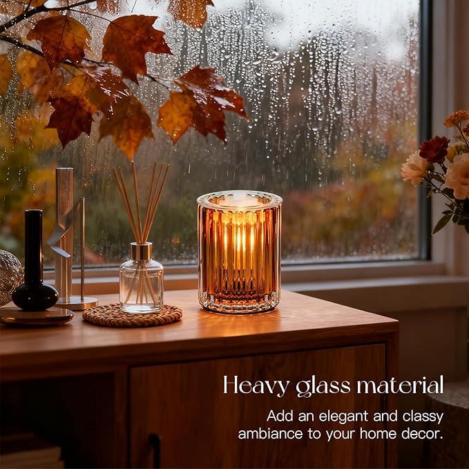 Candeldo Wax Melt Warmer with Timer: Wax Melter for Scented Candle Electric Glass Candle Burner with 2 Light Bulbs Housewarming New Home Decor for Women