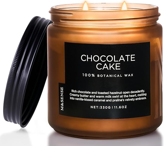 M&SENSE Chocolate Layer Cake Scent Candles, Large 11.6oz Natural Soy Wax 70 Hours Burn Time Clean Non Toxic Scented Classic 2 Wicks Candle for Easter Holiday Birthday Gifts