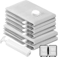 6 Pack Cloth Vacuum Storage Bags, Vacuum Seal Bags for Clothing with Hand Pump, 2 Large+4 Medium, 80% Space Saver Bags for Luggage, Comforters,Blankets, Home Travel Essentials(Stripe)