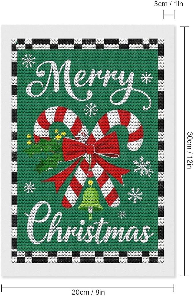 AIVKIEJK Diamond Painting Kits for Adults - Festive Merry Christmas Red Bow, Candy Cane & Bell Painting DIY 5D Full Drill Diamond Dots Paintings with Diamonds Gem Art and Crafts Home Decor 8"x12"