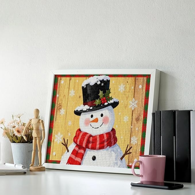 AIVKIEJK Diamond Painting Kits for Adults - Festive Snowman Red Scarf Painting DIY 5D Full Drill Diamond Dots Paintings with Diamonds Gem Art and Crafts Home Decor 16"x20"