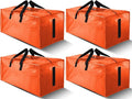 HOMESURE 4 Pack Large Strong Moving Bags with Zippers & Carrying Handles - Water-Resistant - Heavy Duty Storage Tote for Space Saving, Fold Flat, Alternative to Moving Box (Orange)
