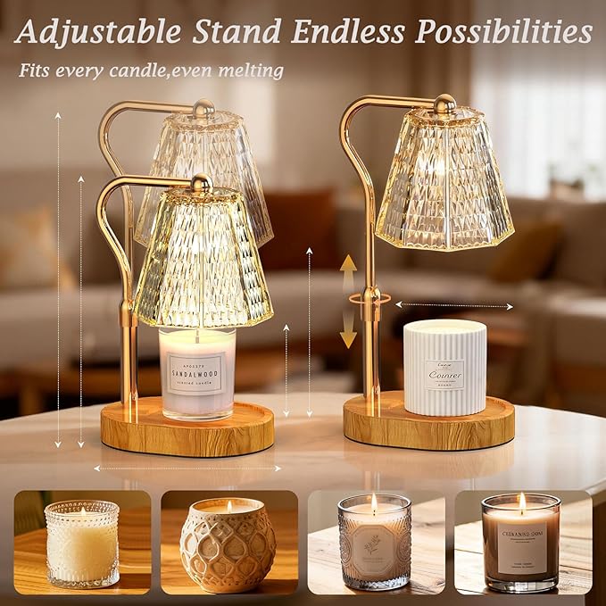 Candle Warmer Lamp with Timer Dimmable Mom Gifts, Adjustable Height Wax Warmer Lamp for Scented Candles Home Appliances White Elephant Gifts for Sister Friend (Ripple)
