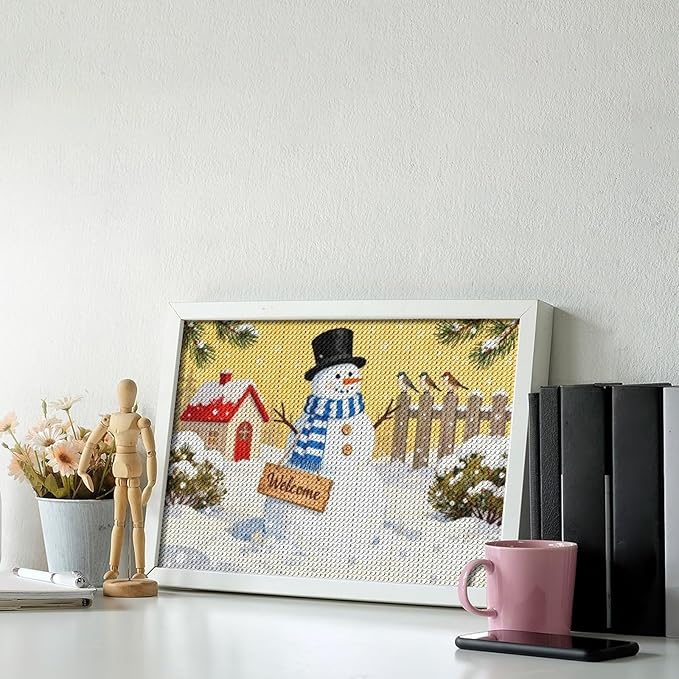 AIVKIEJK Diamond Painting Kits for Adults - Christmas Welcome Snowman Winter Christmas Painting DIY 5D Full Drill Diamond Dots Paintings with Diamonds Gem Art and Crafts Home Decor 8"x12"
