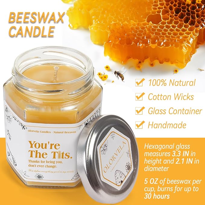 Fun Gifts for Women - Pure Natural Beeswax Candles, Personalized Gifts for Women, Men, Mom, Dad, Sister, Teacher, Friends