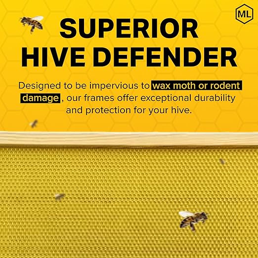 Mann Lake Premium Beekeeping Frames, Fully Assembled, Deep Rite-Cell Hive Frames, Beeswax Coating, Universal Fit, BPA & BPS Free, 9 1/8 Inches, Yellow, 20-Pack