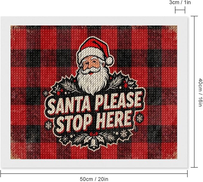 AIVKIEJK Diamond Painting Kits for Adults - Christmas Santa Please Stop Here Painting DIY 5D Full Drill Diamond Dots Paintings with Diamonds Gem Art and Crafts Home Decor 16"x20"