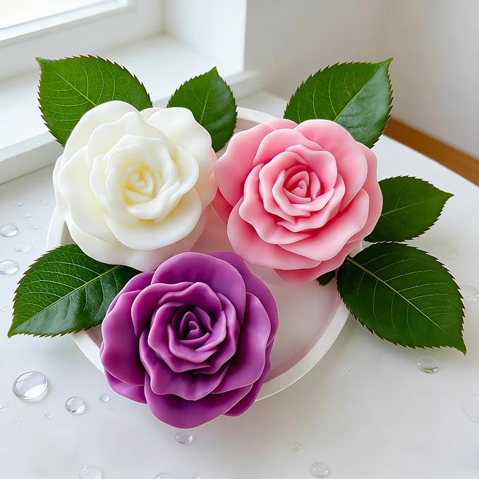 Petal Flower Rose Peony Tulip Cylinder Candle & Resin Mold - Resin Casting Silicone Molds for Home Decor & Candle Making Wave Spiral Mold