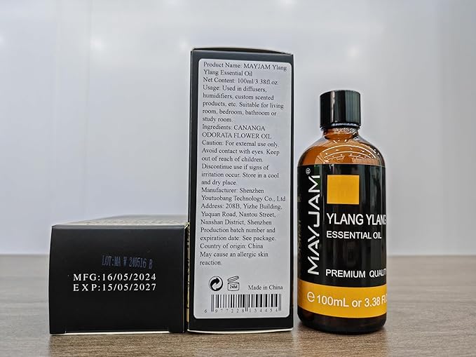 Ylang Ylang Essential Oil, MAYJAM 3.38FL.OZ Premium Quality Essential Oils for Diffusers for Home, 100ML Ylang Ylang Oil Scented Oil, Great for DIY Soap Candle Making