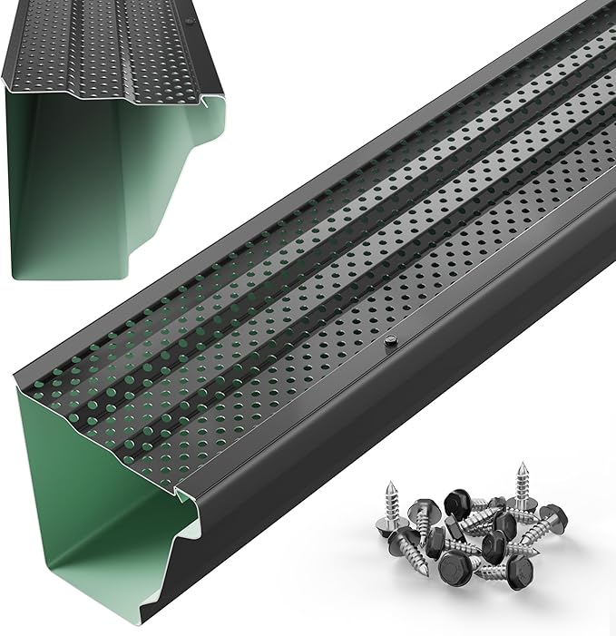 5" Gutter Guards Leaf Protection, Domestic Aluminum Gutter Covers 5 Inch (76 Feet, Black)